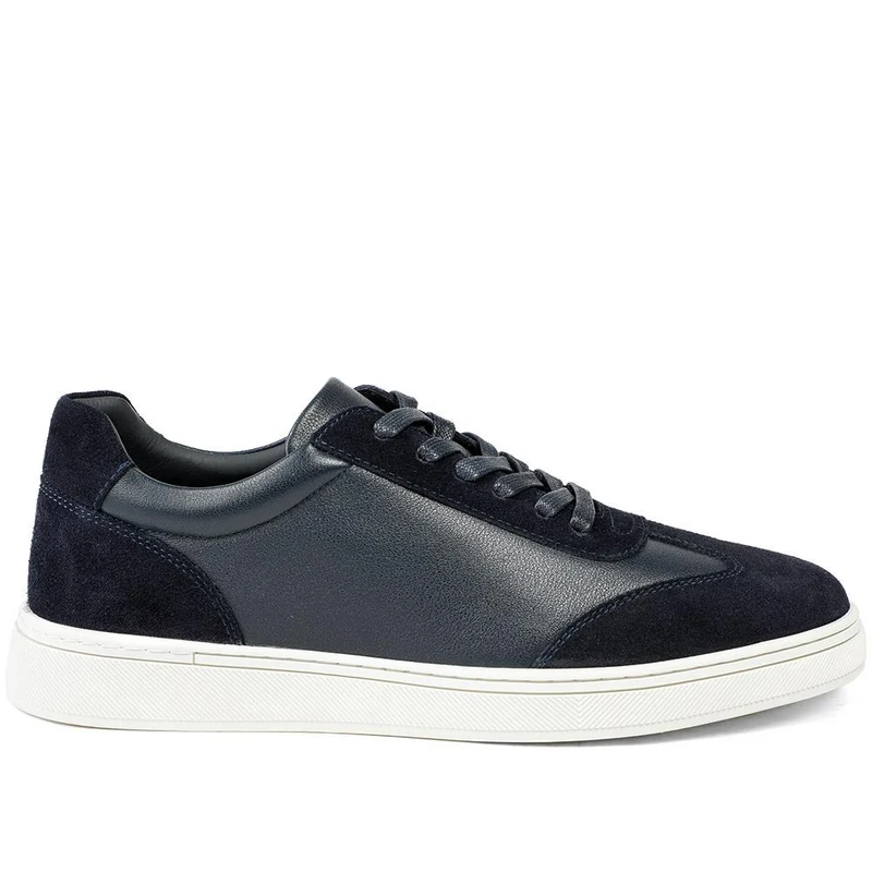 Saladino Leather Lace Up Trainers - SALADINO / 329 340 - Navy Leather