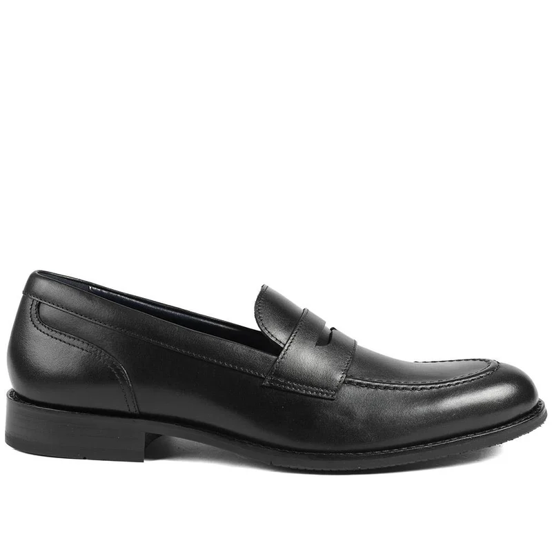 Queensborough Leather Penny Loafers - QUEENBOROUGH / 329 392 - Black Leather