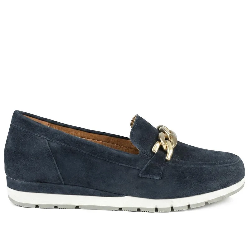Orsa Leather Chain Detail Loafers - ORSA / 329 027 - Navy