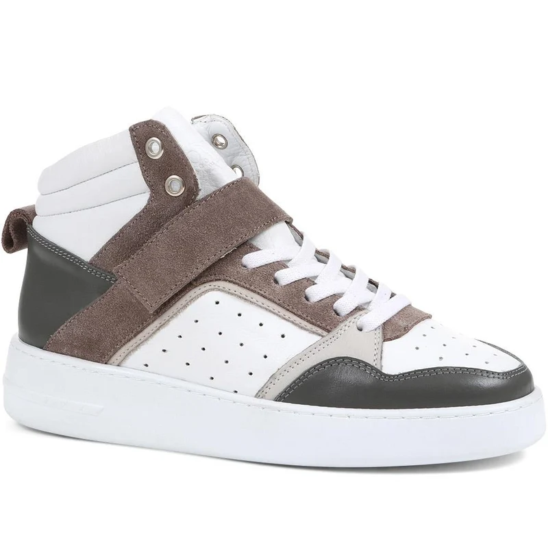 Andra Leather High Top Trainers - ANDRA / 323 090 - White-Grey