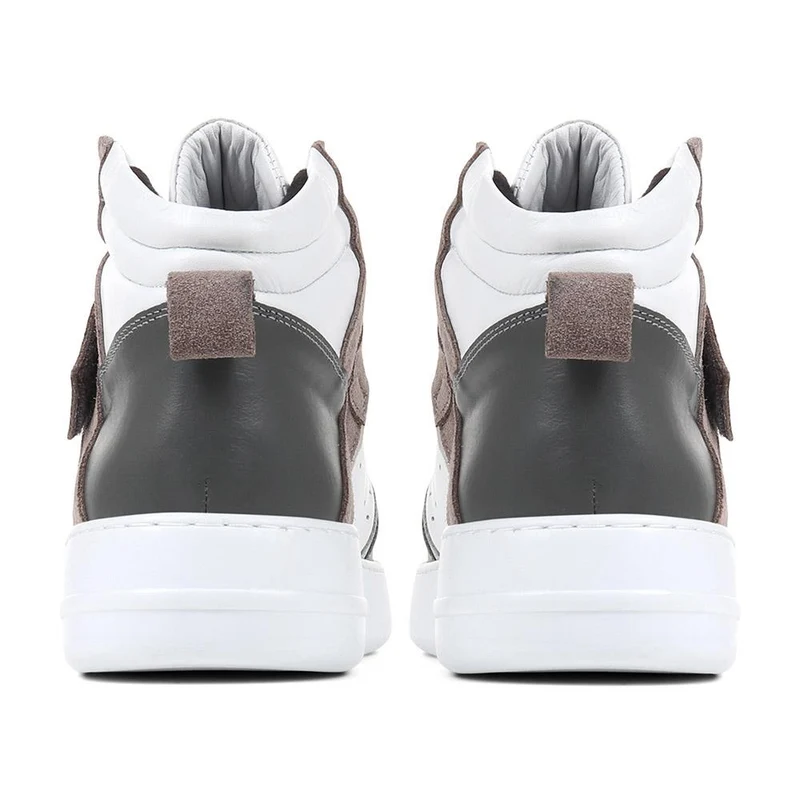 Andra Leather High Top Trainers - ANDRA / 323 090 - White-Grey