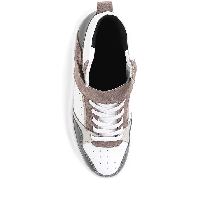Andra Leather High Top Trainers - ANDRA / 323 090 - White-Grey