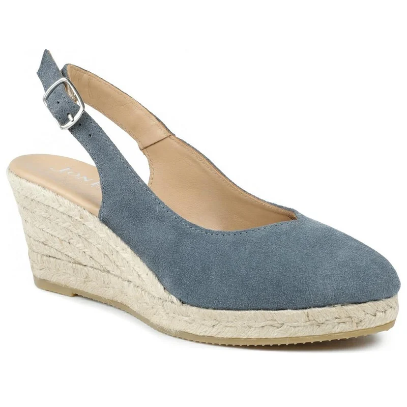 Raisa Leather Buckle Fasten Espadrilles - RAISA / 329 414 - Navy Suede