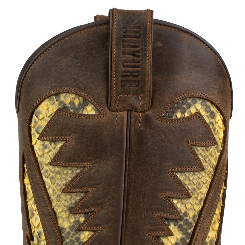 Herren Country Western Cowboystiefel 2567 Exotisches braunes und gelbes Leder