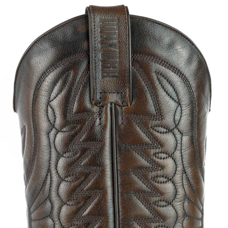 Country- und Western-Cowboystiefel für Herren und Damen von 1935 aus exotischem braunem und gelbem Leder
