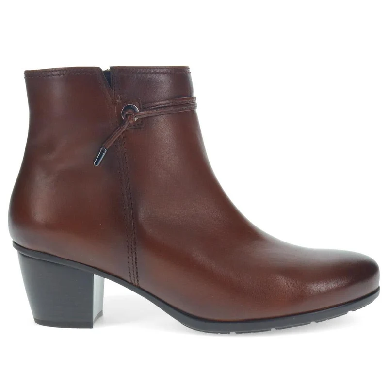Ela Gabor Zip-Up Leather Ankle Boots - GAB40528 / 326 334 - Tan