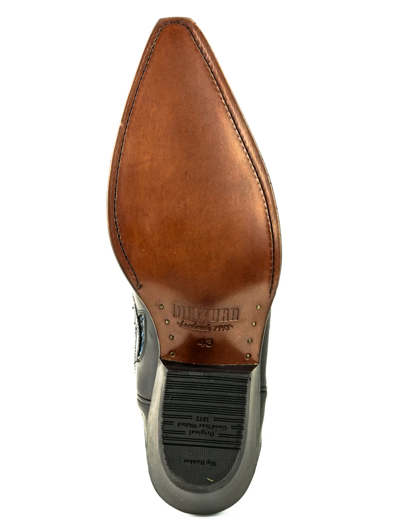 Country- und Western-Cowboystiefel 1935 C für Herren und Damen aus schwarzem und exotischem blauem Leder