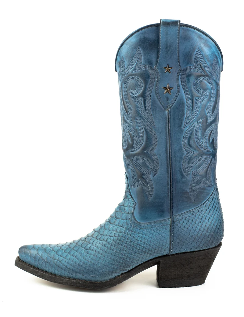 Country- und Western-Cowboystiefel für Damen 2524 Blaues Leder