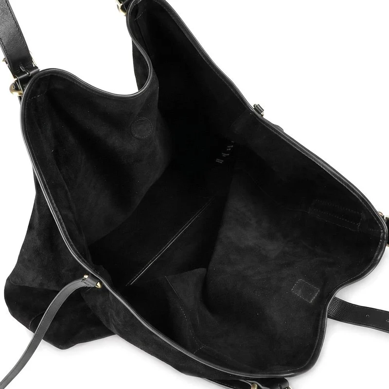 Vina Leather Buckle Fasten Shoulder Bag - VINA / 330 383 - Black Suede