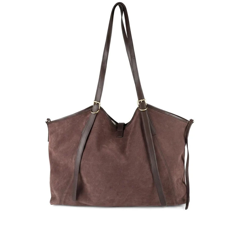 Vina Leather Buckle Fasten Shoulder Bag - VINA / 330 383 - Choco Suede