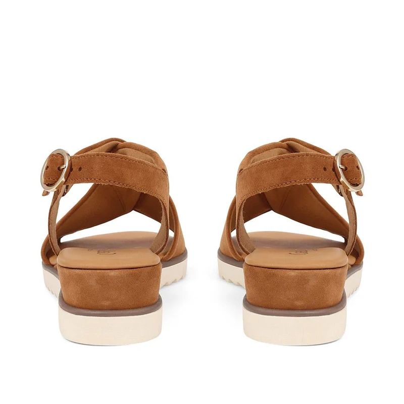 Gabor Rich Wide Fit Leather Twist-Front Sandals - GAB31514 / 317 898 - Tan