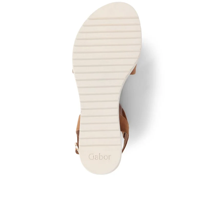 Gabor Rich Wide Fit Leather Twist-Front Sandals - GAB31514 / 317 898 - Tan