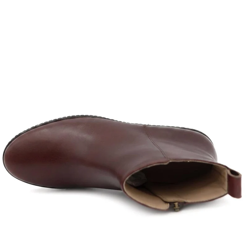 Memento Leather Wedge Heel Ankle Boots - MEMENTO / 329 837 - Burgundy