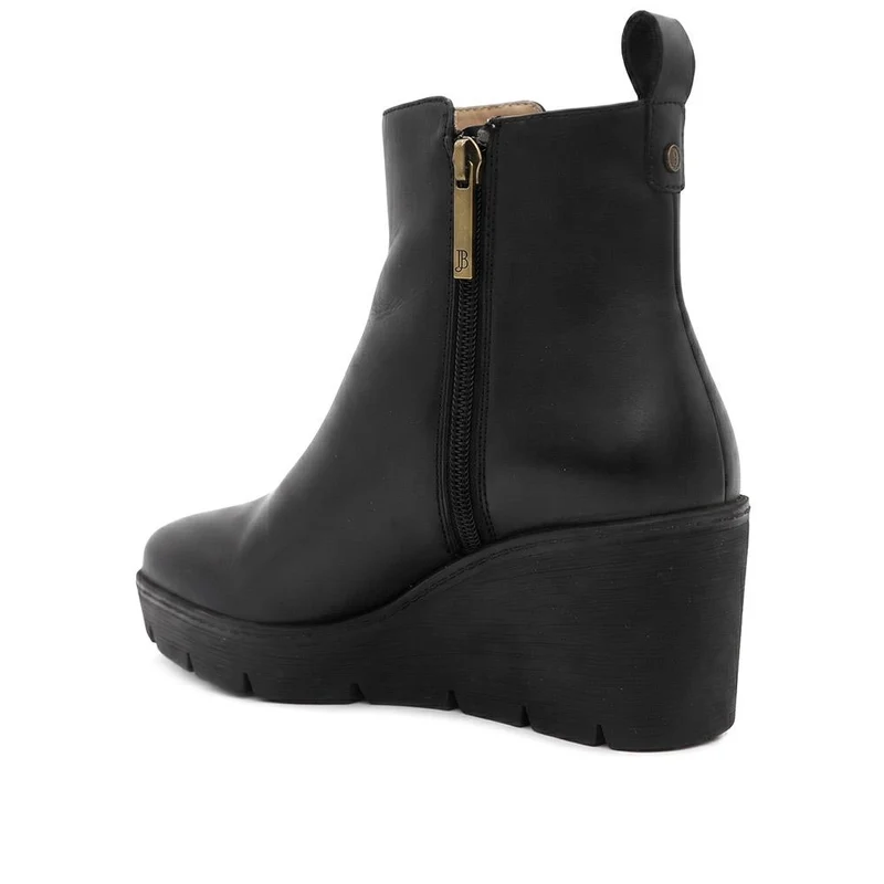 Memento Leather Wedge Heel Ankle Boots - MEMENTO / 329 837 - Black