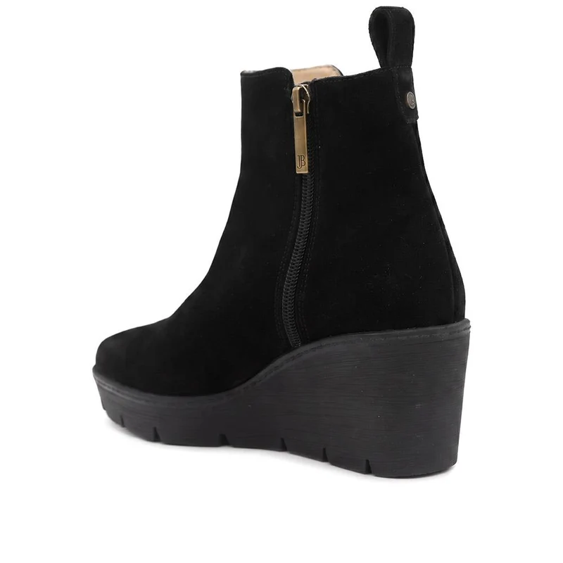 Memento Leather Wedge Heel Ankle Boots - MEMENTO / 329 837 - Black Suede