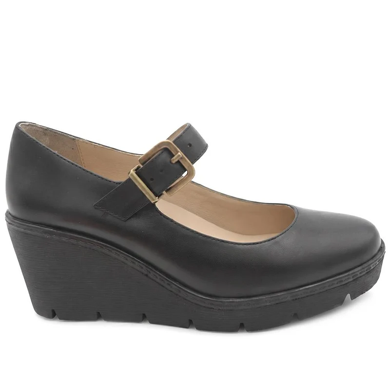Xavia Leather Wedge Heeled Mary Janes - XAVIA / 329 838