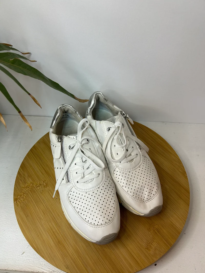 Coole weiße Sneaker Schuhe mit Reißverschlüssen - Love our Planet - Gr. 39