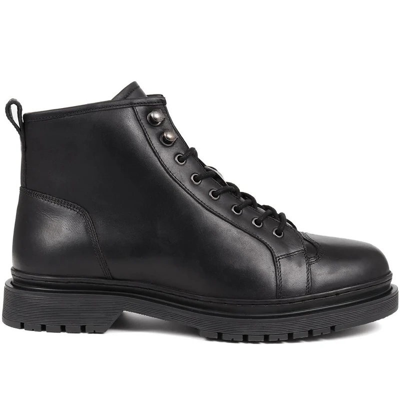 Denzel Leather Lace Up Boots - DENZEL / 324 394 - Black