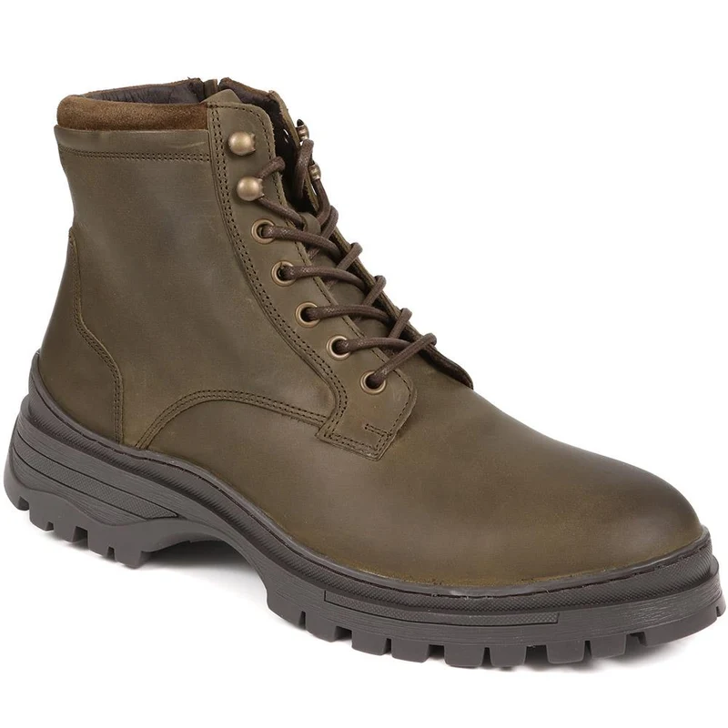 Dexton Leather Ankle Boots - DEXTON / 324 498 - Khaki