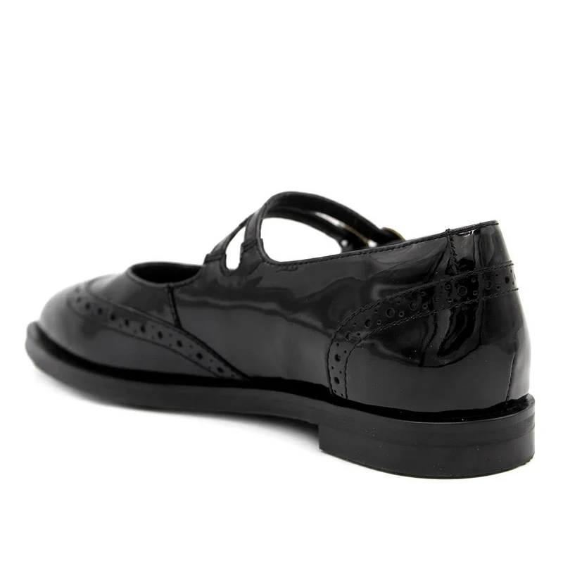 Sansa Leather Mary Janes With Brogue Detailing - SANSA / 329 916 - Black Patent