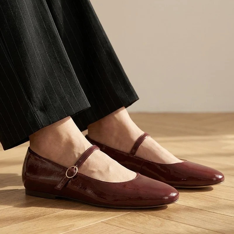 Sonnet Wide Fit Leather Mary Janes - SONNETWIDE / 329 918 - Burgundy Patent