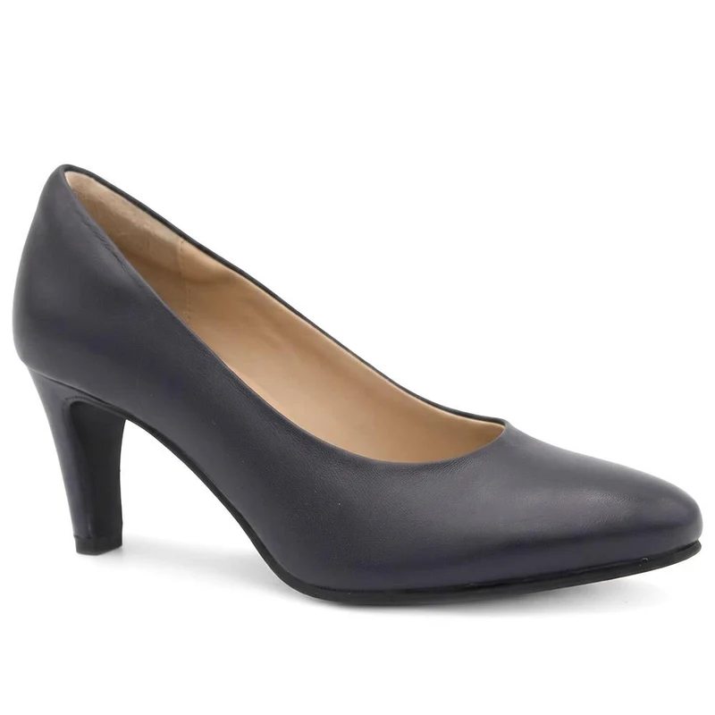 Zayna Leather Stiletto Heel Court Shoes - ZAYNA / 329 923 - Navy