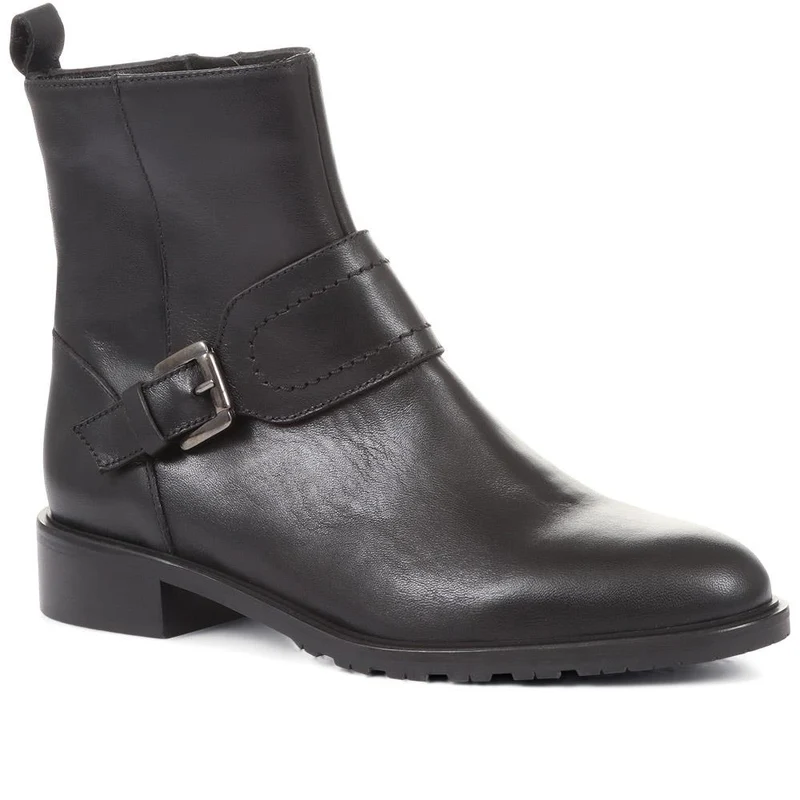 Laurel Leather Buckle Ankle Boots - LAUREL / 322 542 - Black