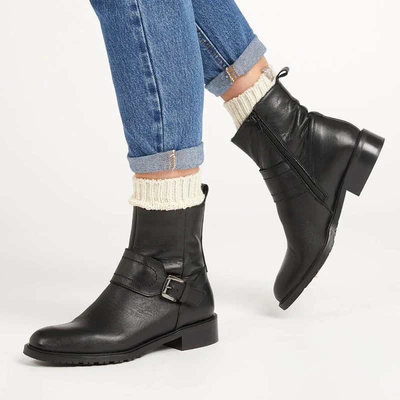 Laurel Leather Buckle Ankle Boots - LAUREL / 322 542 - Black