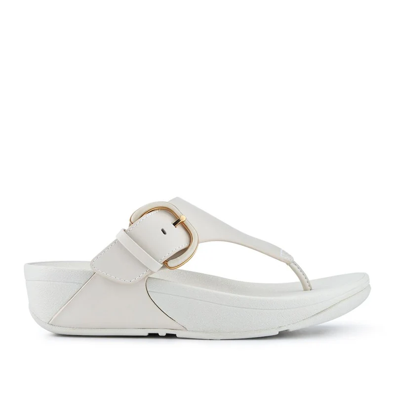 Leather Buckled Toe-Post Sandals - FITF41521 / 326 867 - Beige