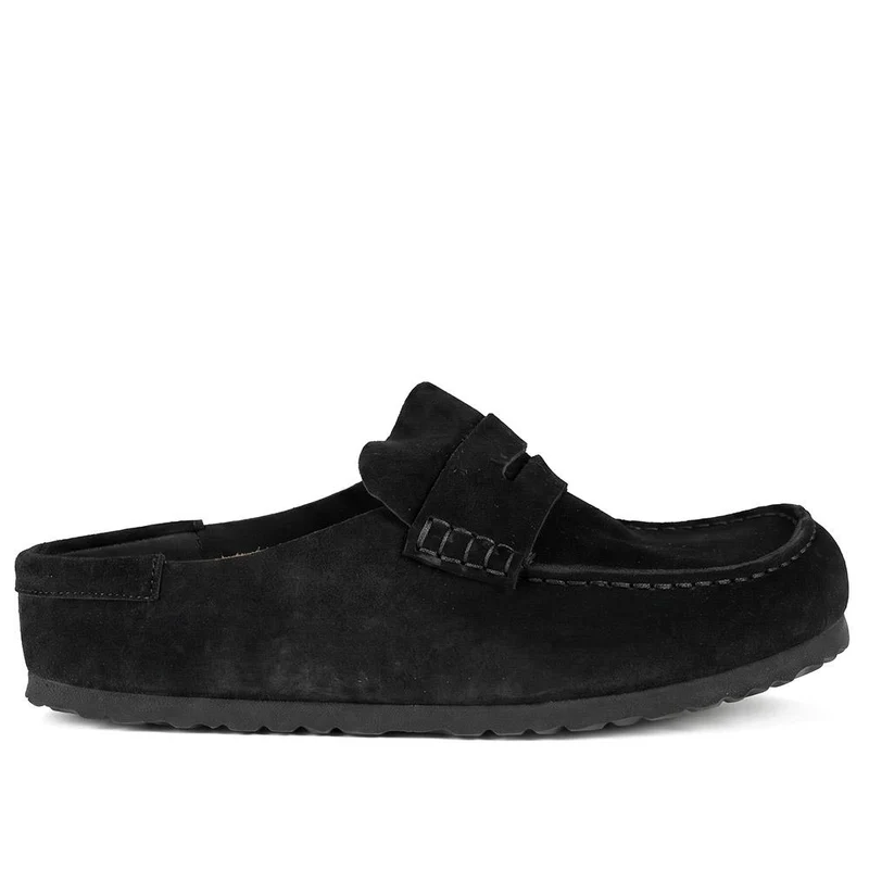 Birkenstock Naples Leather Penny Loafers - BIRK44503 / 330 031 - Black Suede