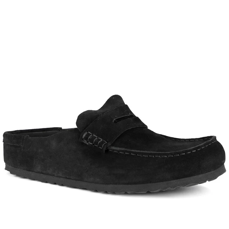 Birkenstock Naples Leather Penny Loafers - BIRK44503 / 330 031 - Black Suede