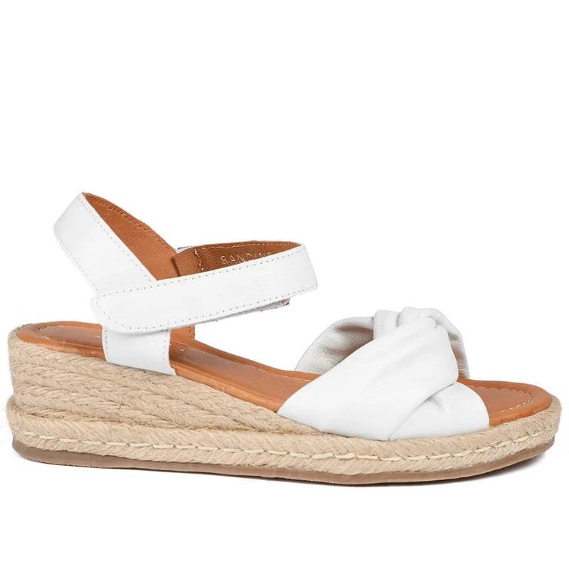 Randine Adjustable Fasten Leather Espadrilles - RANDINE / 328 963 - Off White