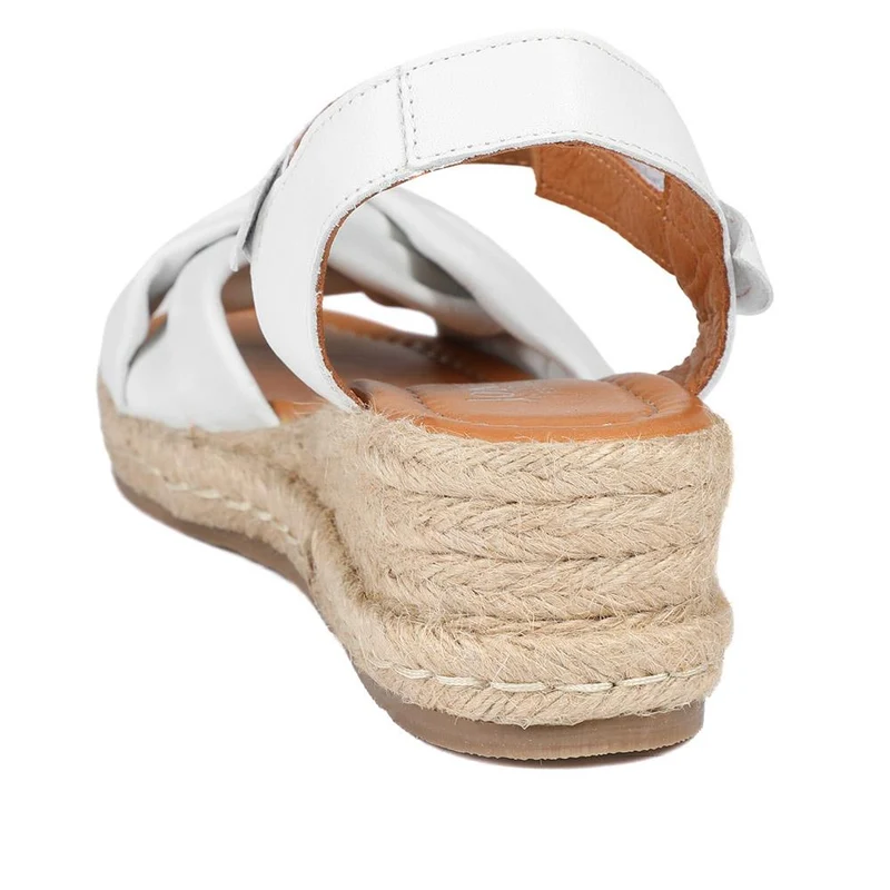 Randine Adjustable Fasten Leather Espadrilles - RANDINE / 328 963 - Off White