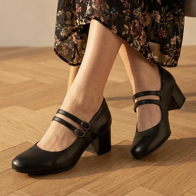 Xanthi Heeled Mary Janes - XANTHI / 325 044 - Black Leather