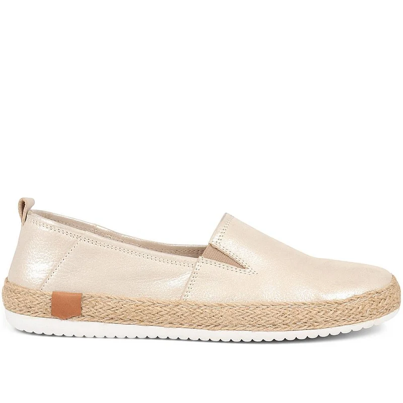 Milan Leather Espadrille Flats - MILAN / 320 085 - Gold