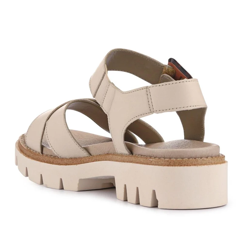 Chunky Leather Twin-Strap Sandals - DRS41517 / 327 094 - Beige