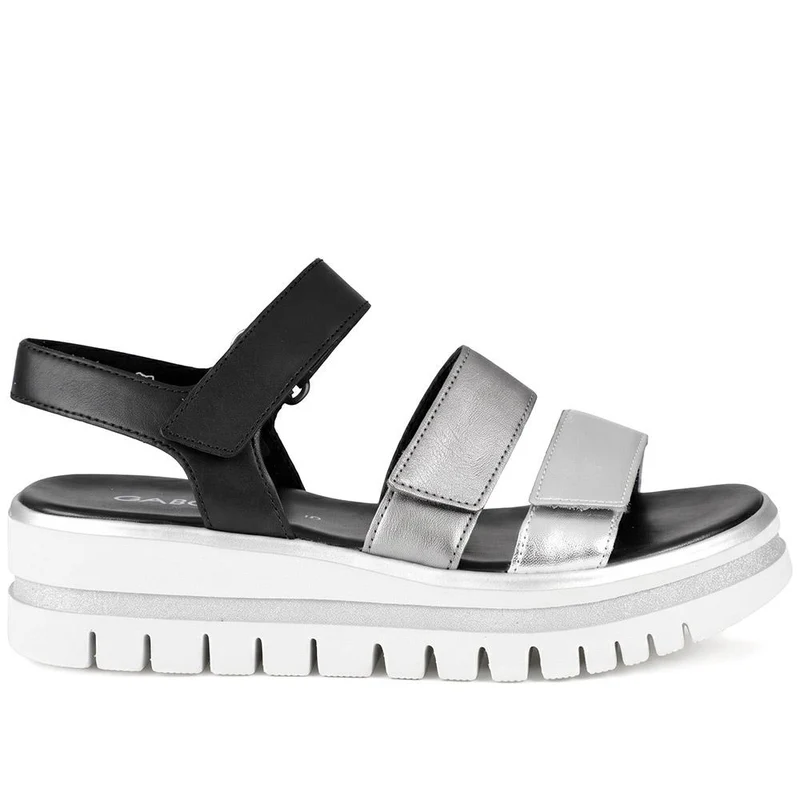 Gabor Triple Adjustable Strap Wedge Sandals - GABC43509 / 330 407 - Navy Multi