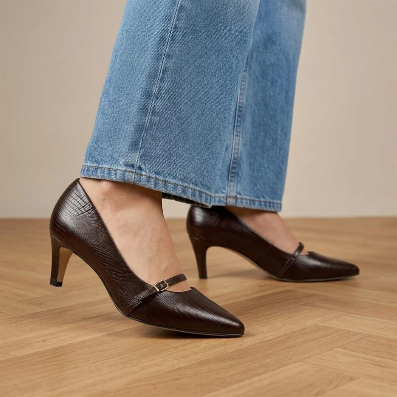 Zienna Wide Fit Mary Janes - ZIENNAWIDE / 330 273 - Brown Lizard