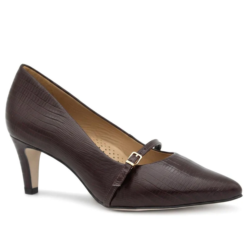 Zienna Wide Fit Mary Janes - ZIENNAWIDE / 330 273 - Brown Lizard