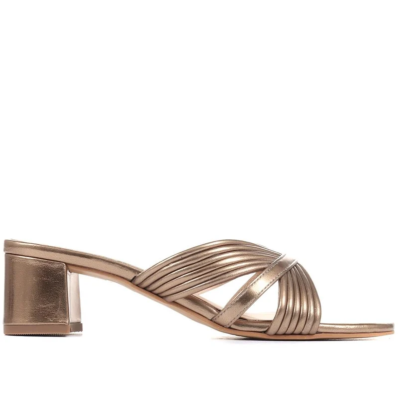Larinda Block Heel leather Mules - LARINDA / 322 281 - Bronze