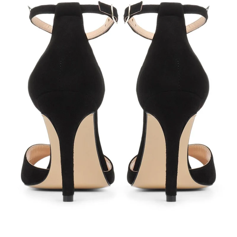 Aleena Leather High Heel Sandals - ALEENA / 318 532 - Black Suede