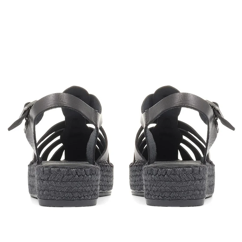 Adelynn Platform Espadrille Sandals - ADELYNN / 322 054 - Black-Black