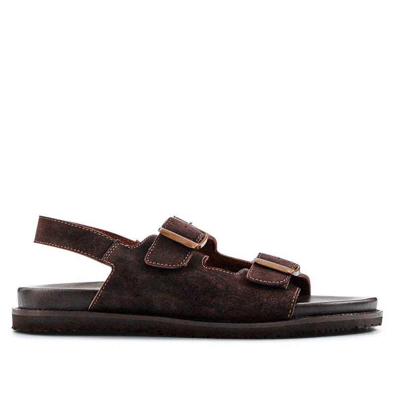 Wendover Casual Leather Sandals - WENDOVER / 327 022 - Dark Brown Suede
