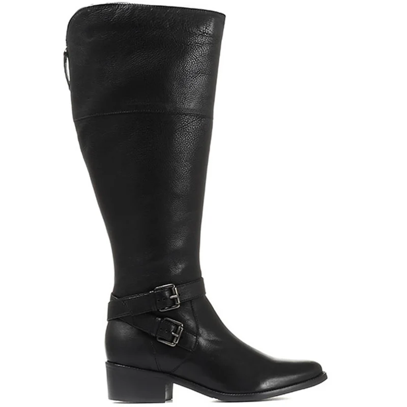 Wide Fit Leather Knee Boots - CARM28509 / 313 436 - Black