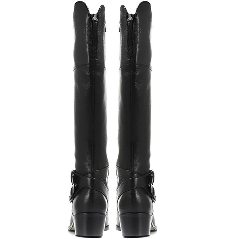 Wide Fit Leather Knee Boots - CARM28509 / 313 436 - Black