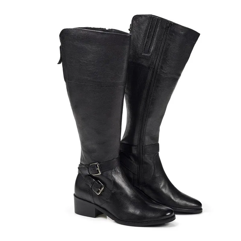 Wide Fit Leather Knee Boots - CARM28509 / 313 436 - Black