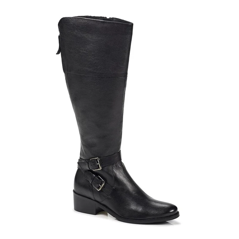 Wide Fit Leather Knee Boots - CARM28509 / 313 436 - Black