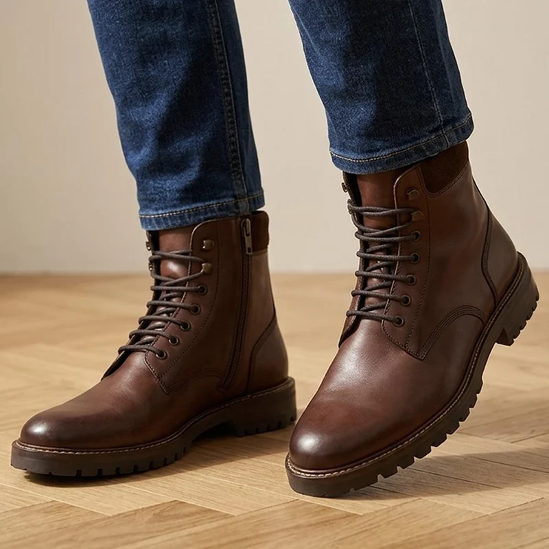 Dalmazio Leather Lace Up Boots - DALMAZIO / 329 956 - Chestnut Leather