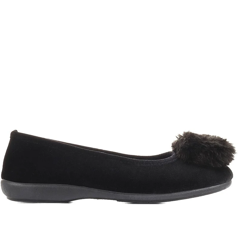 Erika Pom Pom Slippers - ERIKA / 322 776 - Black