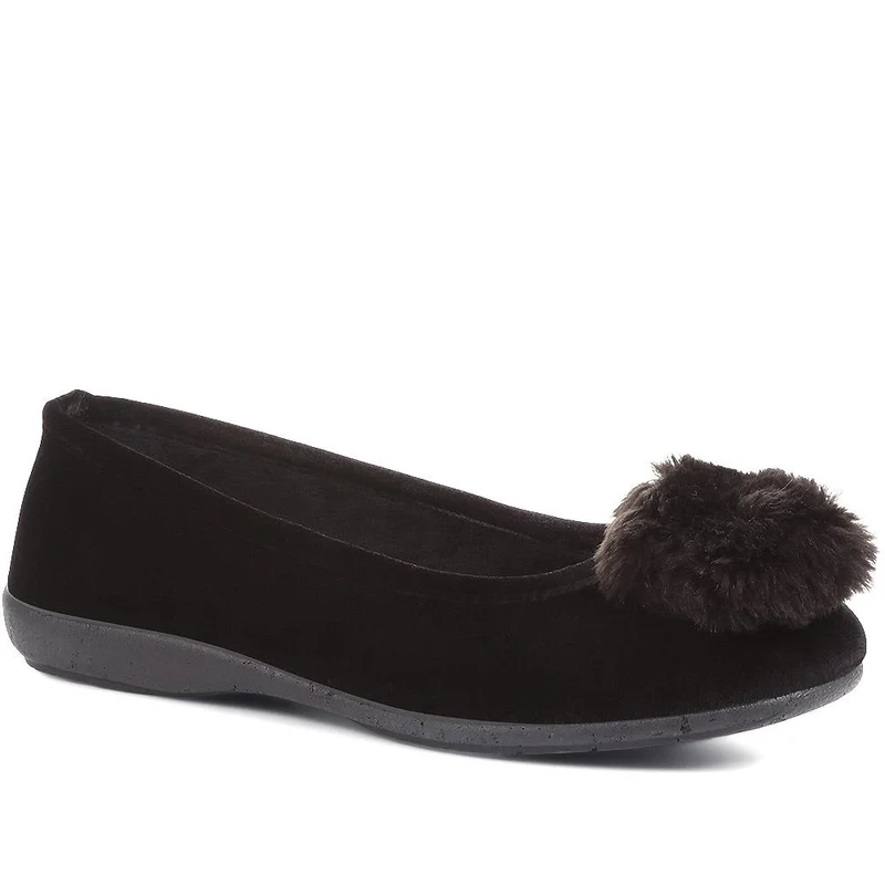 Erika Pom Pom Slippers - ERIKA / 322 776 - Black